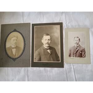 Set of 3 antique Ohio young man men photographs black & white 4x6 & 3x4